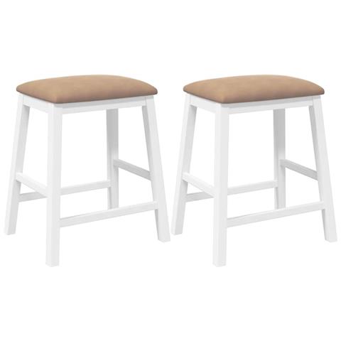 Sedie da Bar con Cuscini 2 pz Bianco Legno Massello di Hevea - Foto 1