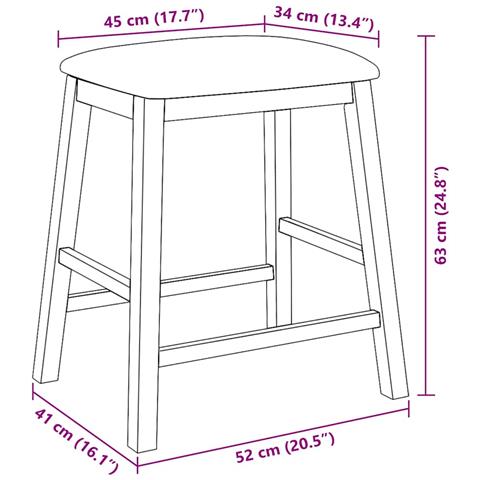 Sedie da Bar con Cuscini 2 pz Bianco Legno Massello di Hevea - Foto 10
