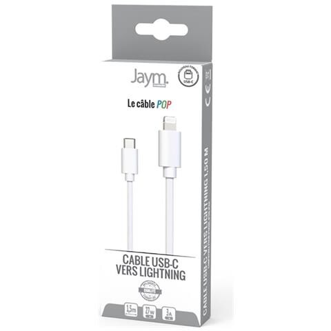 Cavo Di Ricarica E Sincronizzazione Da Lightning A Usb-c Pd 27w Di Pop Collection 1,5 M, Bianco - Foto 4