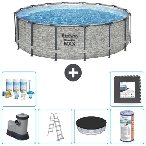 Piscina Fuori Terra - In Giro - 488x122 Cm - Grigio - Include Accessori Coordinati Cb31 - Foto 1