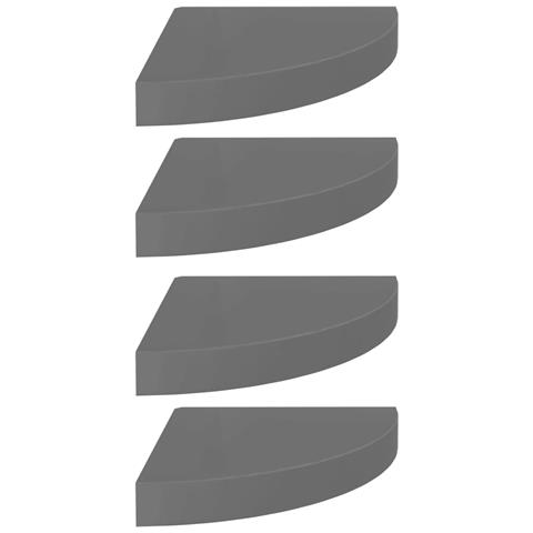 Scaffali Angolari A Parete 4 Pz Grigio Lucido 25x25x3,8 Cm Mdf - Foto 1