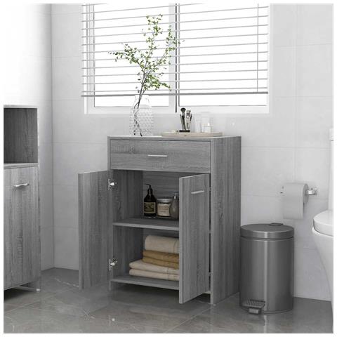 Lusso Casadino -  Armadietto Bagno Grigio Sonoma 60x33x80 Cm In Legno Tecnico - Foto 2