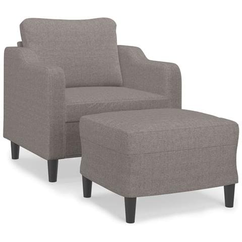 Poltrona con Poggiapiedi Tortora 60 cm in Tessuto - Foto 1