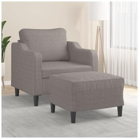 Poltrona con Poggiapiedi Tortora 60 cm in Tessuto - Foto 2