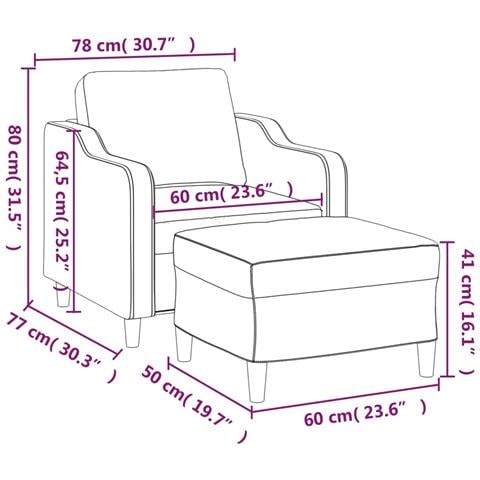 Poltrona con Poggiapiedi Tortora 60 cm in Tessuto - Foto 7