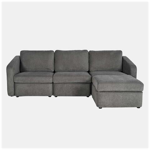 Konekt Divano Componibile 3 Posti Grigio Scuro Con Pouf - Foto 1