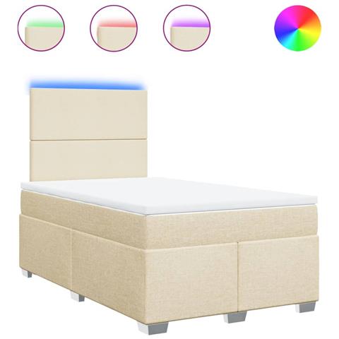 Giroletto a Molle con Materasso Crema 120x190 cm in Tessuto - Foto 1
