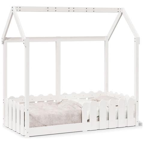 Giroletto Casetta Bambini Bianco 70x140 cm Legno Massello Pino - Foto 1
