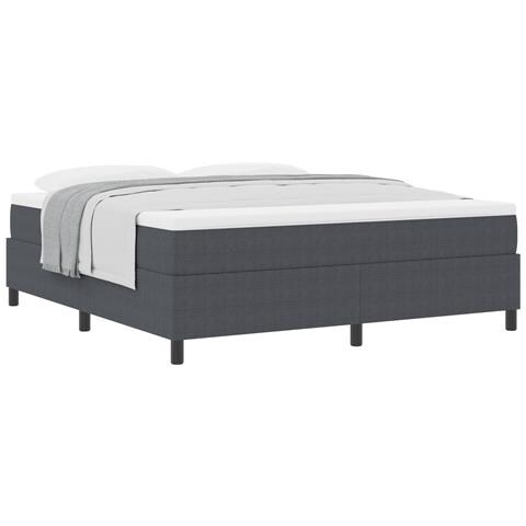 Letto con Rete e Materasso Grigio Scuro Super King in Tessuto a Coste - Foto 1