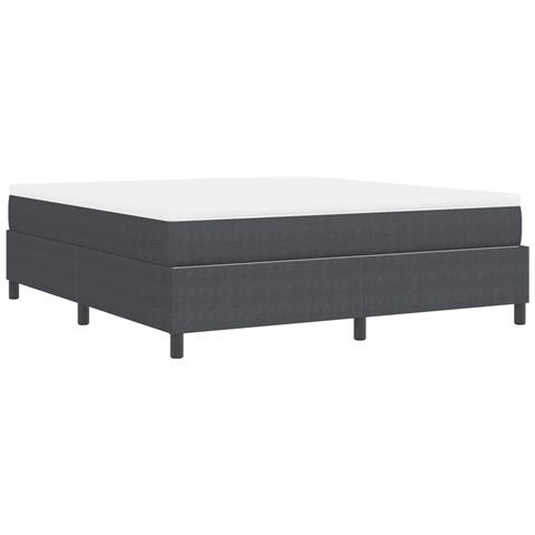 Letto con Rete e Materasso Grigio Scuro Super King in Tessuto a Coste - Foto 9
