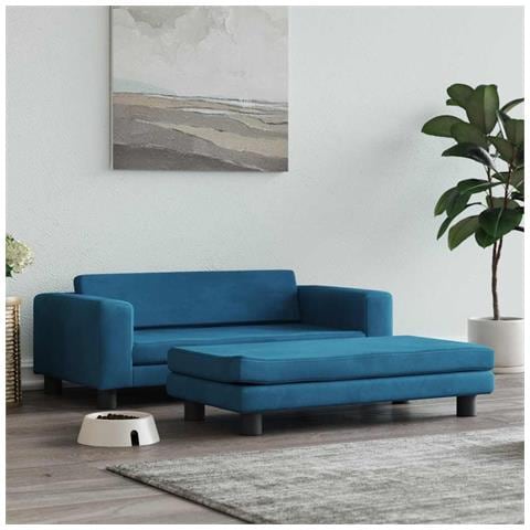 Lettino per Cani con Estensione Blu 100x50x30 cm in Velluto - Foto 2