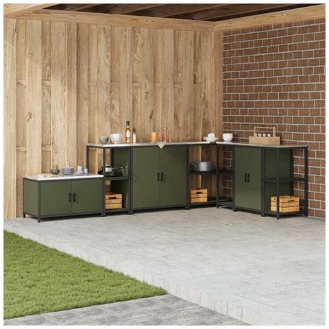 Mensola per il deposito in cucina Verde oliva Acciaio - Foto 2