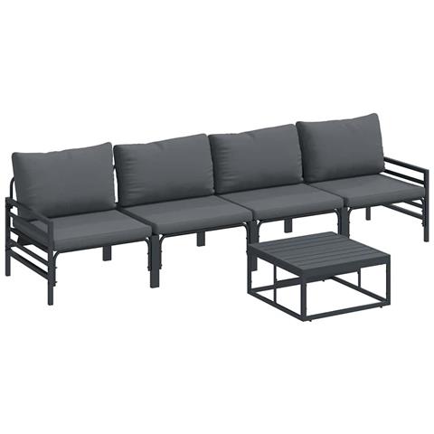 Set Divano da Giardino 5 pcs Antracite Acciaio - Foto 1