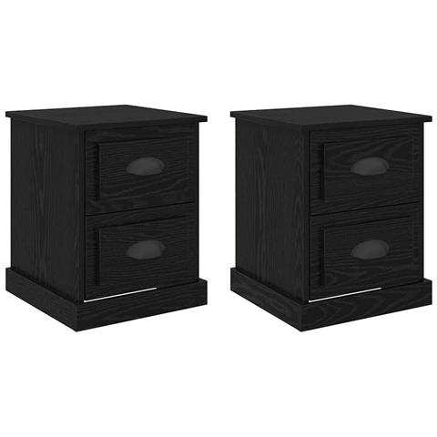 Armadio da Notte 2 pcs Rovere nero 39 x 39 x 47.5 cm - Foto 1