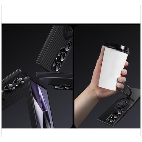 Custodia Nera Compatibile Con Samsung S24 Con Supporto Magnetico Rotante A 360° E Anello In Silicone - Foto 2