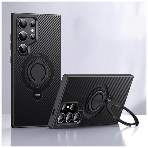 Custodia Nera Compatibile Con Samsung S24 Con Supporto Magnetico Rotante A 360° E Anello In Silicone - Foto 1