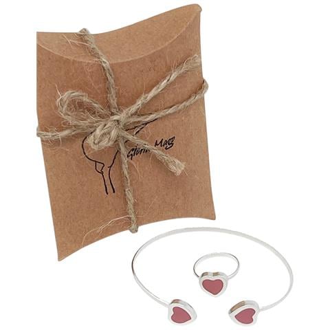 Bracciale E Anello A Forma Di Cuore In Argento 10µ Rosa - Foto 2