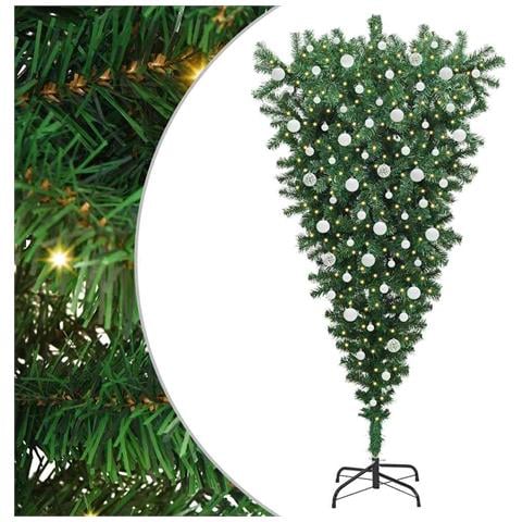 Albero di Natale artificiale pre-illuminato rovesciato con set di palline - Foto 1