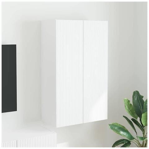 Mobile TV da parete Bianco 59,5 x 31 x 100 cm Legno multistrato - Foto 2