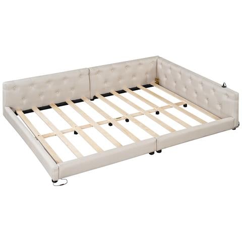 Daybed Matrimoniale In Lino Con Led, Ricarica Usb E Design Intrecciato - Foto 3