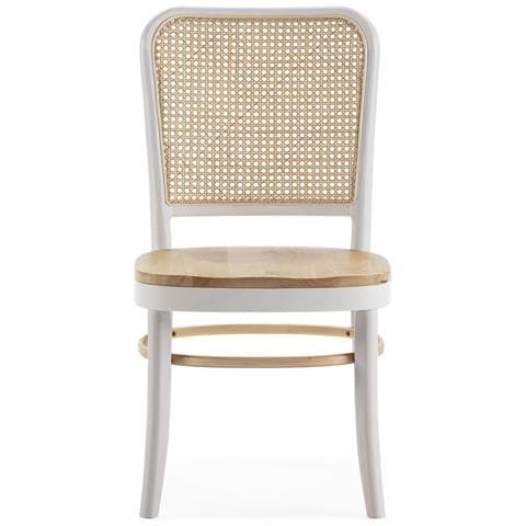 Set Di 2 Sedie Vesta Colore Bienco /rovere, Legno Massello E Rattan Naturale - Foto 2