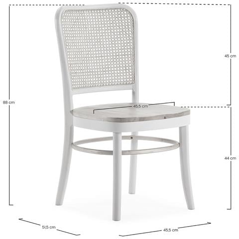 Set Di 2 Sedie Vesta Colore Bienco /rovere, Legno Massello E Rattan Naturale - Foto 7