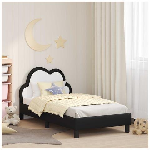 Struttura letto bambini con testata Nero 80 x 160 cm PU - Foto 2