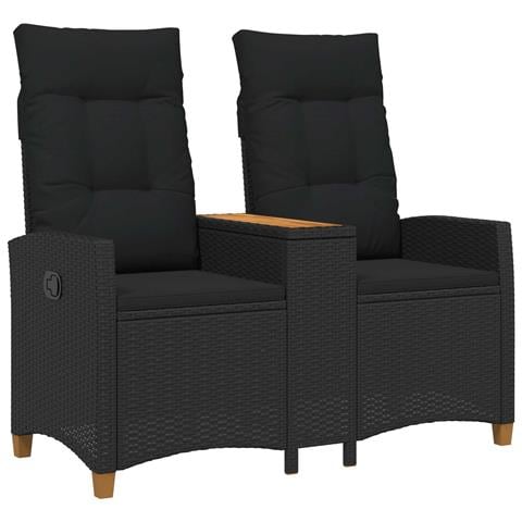 Panchina reclinabile con tavolo Nero 126 x 65 x 112 cm - Foto 1