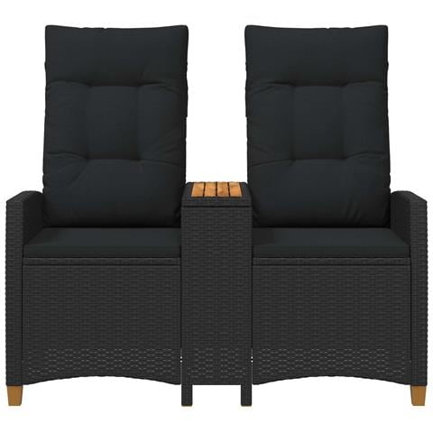 Panchina reclinabile con tavolo Nero 126 x 65 x 112 cm - Foto 2