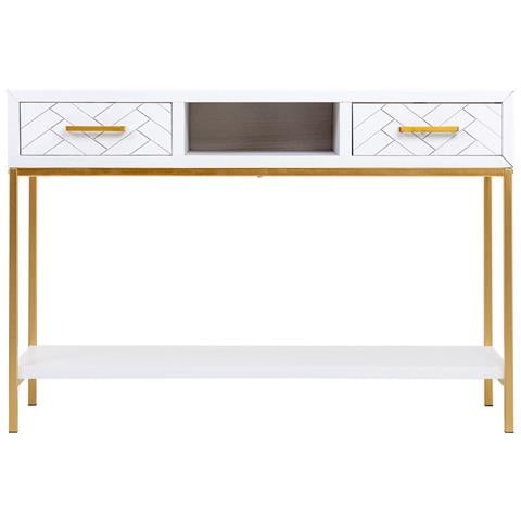 Mobile Ingresso Con Due Cassetti, Legno E Metallo, 120x40x69h Cm - Foto 2