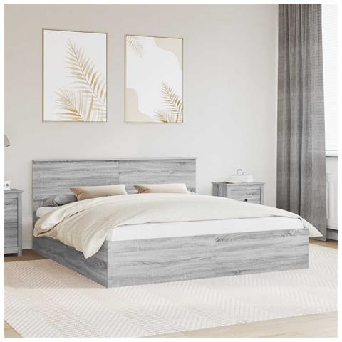 Struttura del letto con testiera Grigio Sonoma 200 x 200 cm - Foto 2