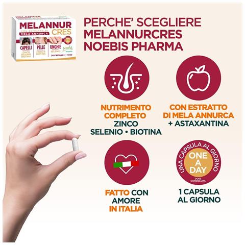 MelannurCres 30 Capsule - Mela Annurca, Astaxantina, Zinco, Rame, Selenio e Biotina - Capelli, Pelle e Unghie (Confezione tripla) - Foto 5