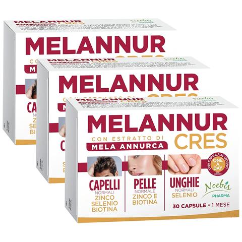 MelannurCres 30 Capsule - Mela Annurca, Astaxantina, Zinco, Rame, Selenio e Biotina - Capelli, Pelle e Unghie (Confezione tripla) - Foto 1