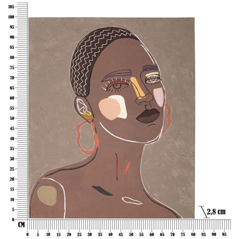 Dipinto Su Tela Tribal A Ritratto Di Donna Africana Su Fondo Tortora 80x100 Cm - Foto 7
