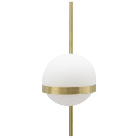 Applique Glamy Circle In Ferro Dorato Con Sfera In Vetro Bianco E Fascia Oro - Foto 1