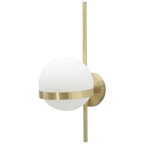 Applique Glamy Circle In Ferro Dorato Con Sfera In Vetro Bianco E Fascia Oro - Foto 2