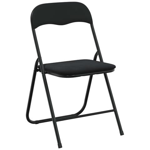Sedia pieghevole 8 pcs Nero 48 x 44 x 78 cm Velluto - Foto 1
