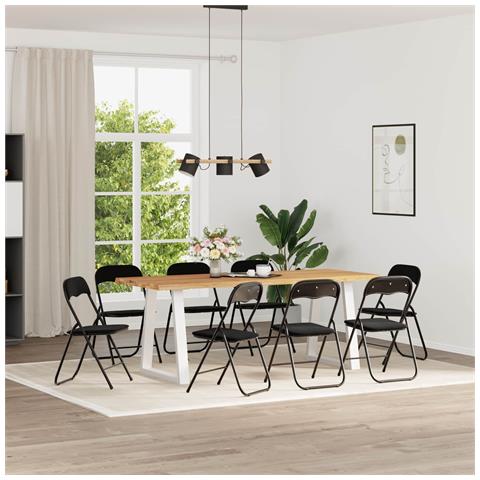 Sedia pieghevole 8 pcs Nero 48 x 44 x 78 cm Velluto - Foto 2