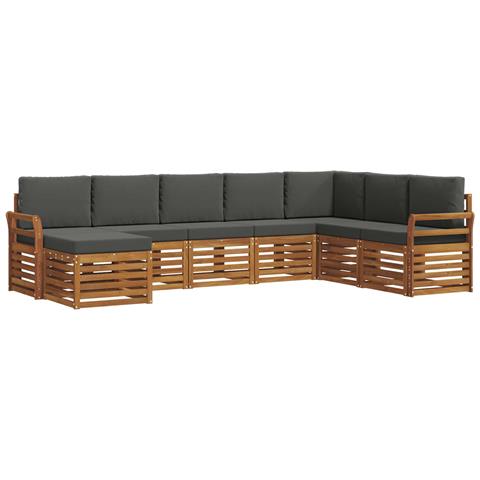 Set divani 8 pcs Naturale e Antracite Legno di Acacia Massello - Foto 1