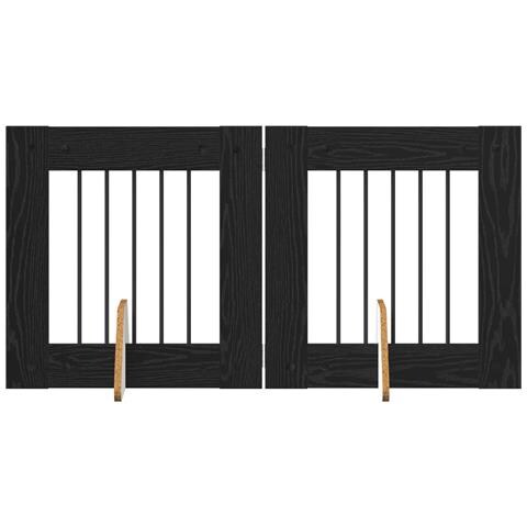 Cancello per cani con supporti 2 pcs Rovere Nero 60 x 60 cm - Foto 1