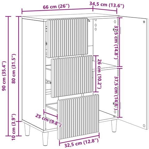 Credenza Bianco Lucido 66 x 34,5 x 90 cm Legno ingegnerizzato - Foto 9