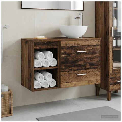 Set di mobili per il bagno 2 pcs Legno antico - Foto 2