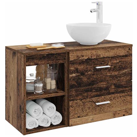 Set di mobili per il bagno 2 pcs Legno antico - Foto 2