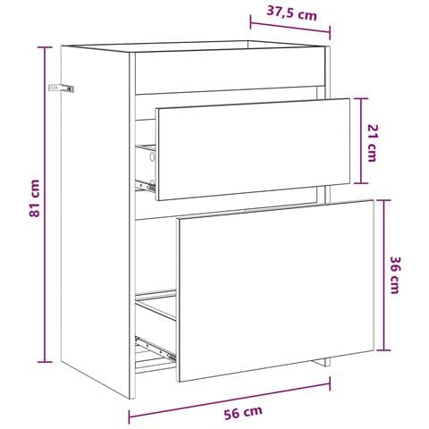 Mobiletto da Bagno Sotto Lavabo Rovere Nero 56 x 37,5 x 81 cm - Foto 7
