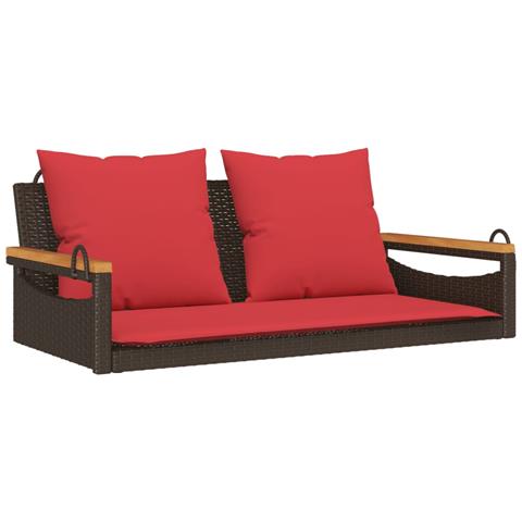 Panchina Dondolo con Cuscini Marrone 109x62x40 cm in Polyrattan - Foto 1