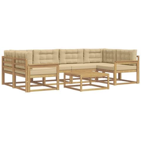 Set di divani da esterno con cuscino 5 pcs Bianco e Beige - Foto 1