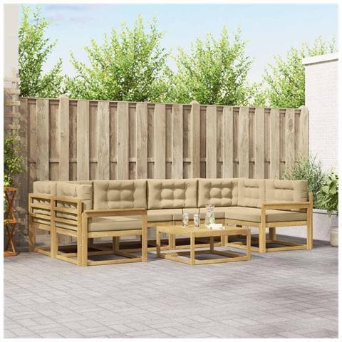 Set di divani da esterno con cuscino 5 pcs Bianco e Beige - Foto 2