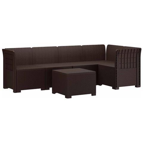 Divano da Giardino 5 Posti Stile Rattan PP Marrone - Foto 1