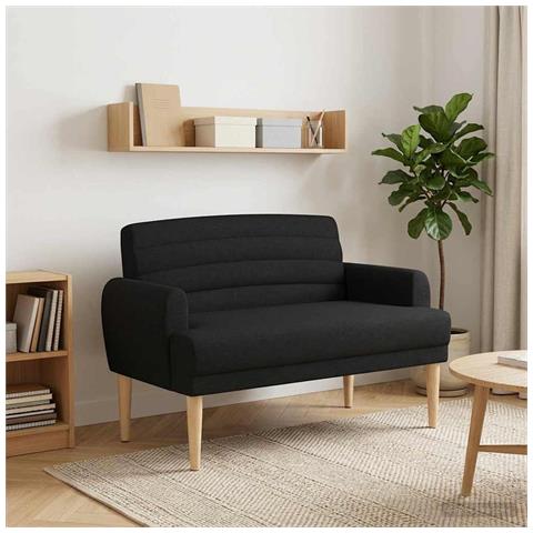 Loveseat con bottoni imbottiti Nero 116 x 67 x 80 cm Tessuto - Foto 2