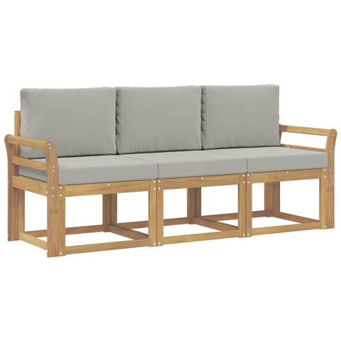 Set di divani da esterno 3 pcs Bianco e Grigio Chiaro - Foto 1